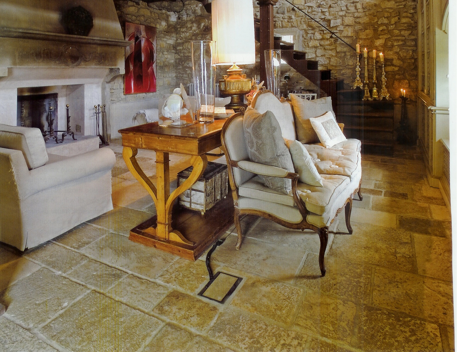 Antique Italian limestone flooring for interiors